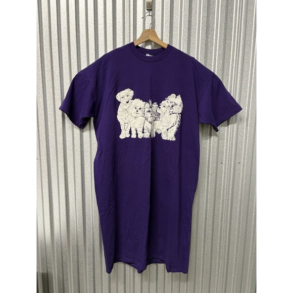 Jerzees Vintage Single Stitch Oversized Night Gown Shirt Dogs Royal Purple OSFA. - Picture 2 of 7